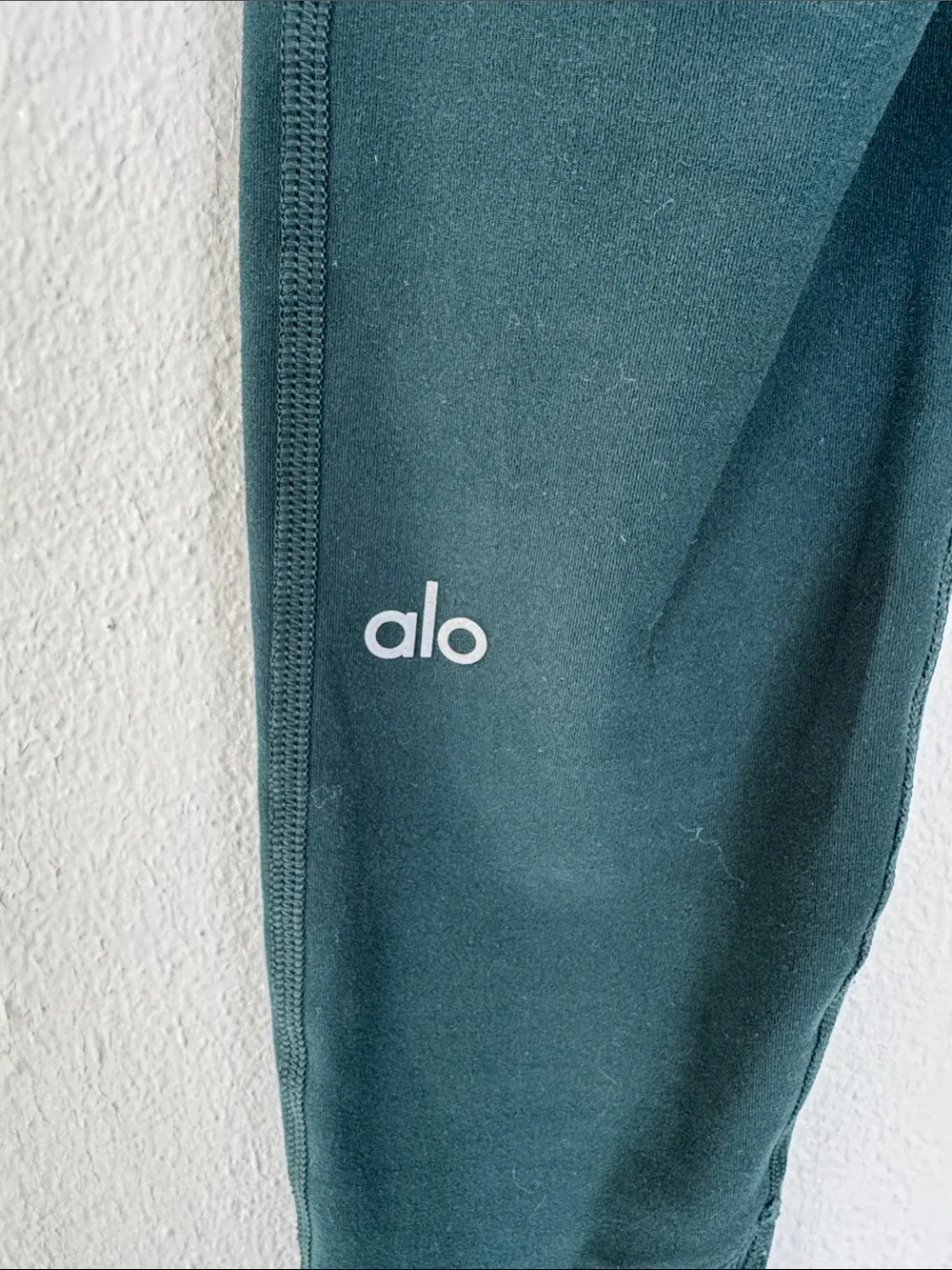 Alo Yoga dark forest green high rise rib trim full length leggings size small